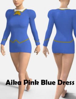 Aika Pink Blue Dress for Genesis 8 Female