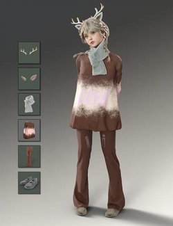 dForce MB Plush Antler Edgy Set Genesis 9 Feminine
