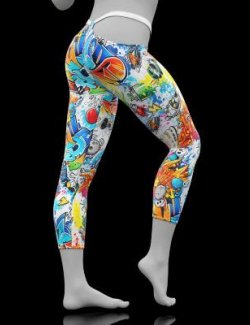 Fitness Pants White Graffiti