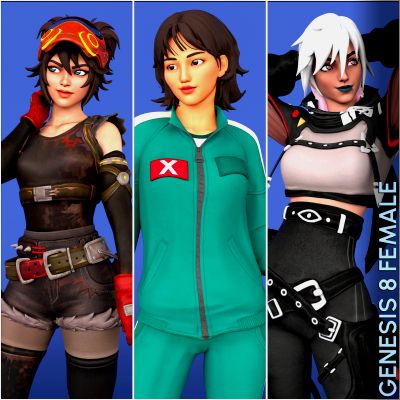 Click here to see preview images for "Fortnite Girl Pack 04 for Genesis 8 Female" Fortnite Girl Pack 04 for Genesis 8 Female