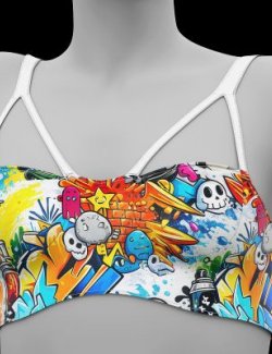 Fitness Bra White Graffiti