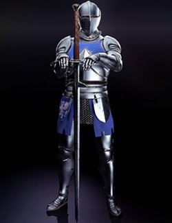 Azure Crest Knight Armor Set for Genesis 9 Male and Female