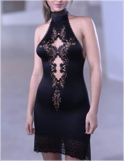 dForce High Neck Nightie for Genesis 9