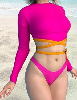 X-Fashion Long Sleeve Swimsuit for Genesis 9 Female(s)
