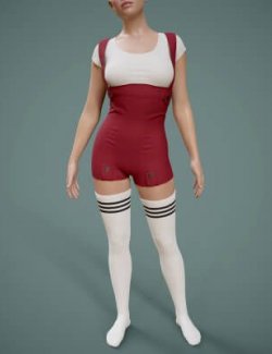 Suspender Shorts Outfit with Shirt and Stockings for G9