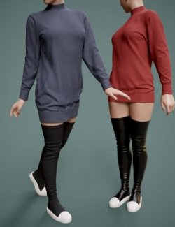 Long Sweater with High Boots for Genesis 9