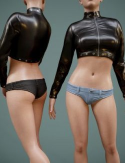 Short Leather Jacket with Denim Pants for Genesis 9