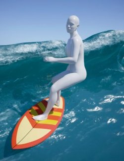 Surfboard with Wave and Poses for Genesis 9