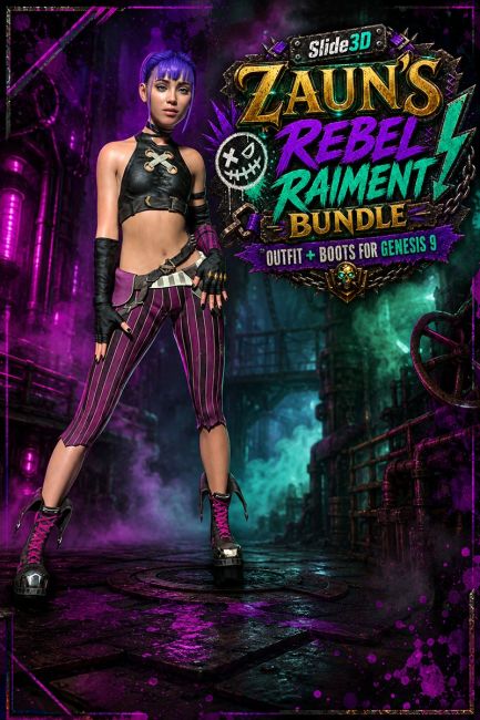 Click here to see preview images for "Slide3D Zaun's Rebel Raiment Bundle G9" Slide3D Zaun's Rebel Raiment Bundle G9