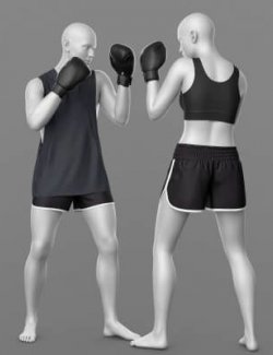 Shorts Top Tank Top Boxing Gloves and Poses G9