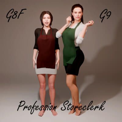 Click here to see preview images for "Profession Storeclerk for Genesis 8 Female - Genesis 9" Profession Storeclerk for Genesis 8 Female - Genesis 9