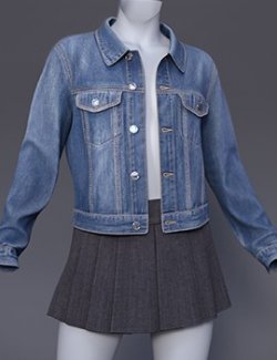 dForce Cai Denim Jacket and Pleated Skirt for G9