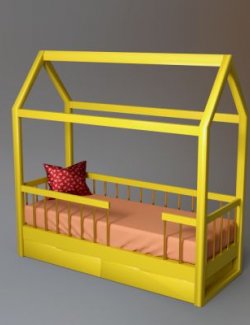 Modern Kids Bed 3D Model AQ3D