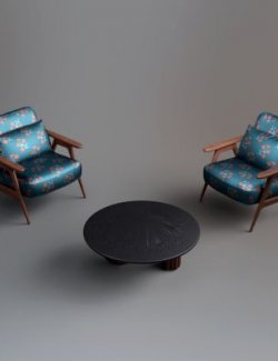 Modern Lounge Chair & Table Set AQ3D