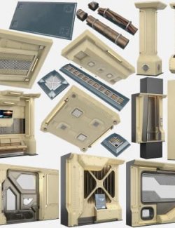 Sci-Fi Interior Space Station Transit Zone Props Collection