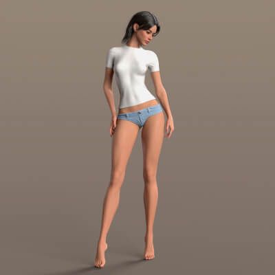 Click here to see preview images for "T Shirt 2v and Denim Panties G9" T Shirt 2v and Denim Panties G9