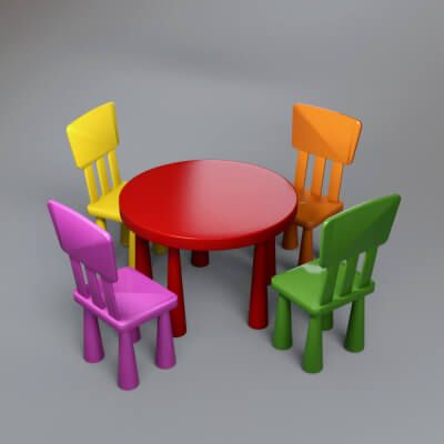 Click here to see preview images for "Kids Table and 4 Chairs AQ3D" Kids Table and 4 Chairs AQ3D