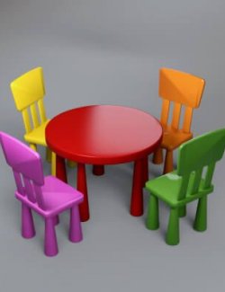 Kids Table and 4 Chairs AQ3D
