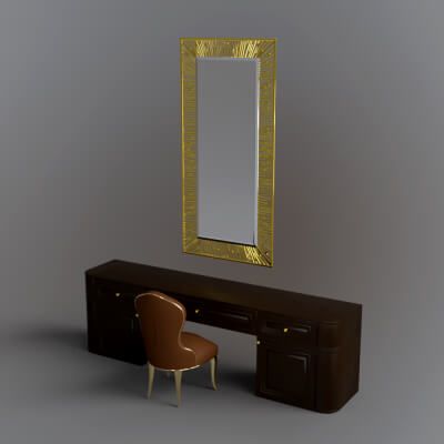 Click here to see preview images for "Modern Dressing Table Set with Mirror & Chair 3D Model" Modern Dressing Table Set with Mirror & Chair 3D Model