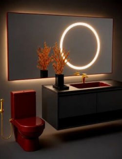 Luxury Modern Bathroom 3D Model with Vanity and Mirror AQ3D