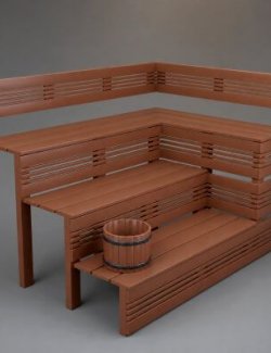 Modern Wooden Sauna Bench 3D Model AQ3D