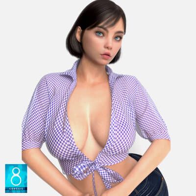 Click here to see preview images for "dForce Tie-Front Cropped Blouse for Genesis 8" dForce Tie-Front Cropped Blouse for Genesis 8