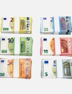 Stacks of Euro Banknotes - Money Bundles for DAZ Studio