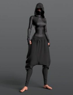 Bodysuit Mask Hood and Wide Pants G9