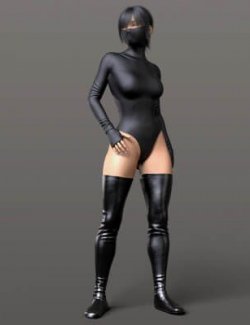 Bodysuit Mask and High Boots 4v G8F
