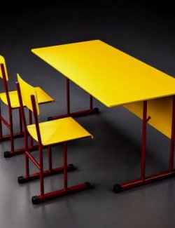 Modern Classroom Table and Chairs 3D Model AQ3D
