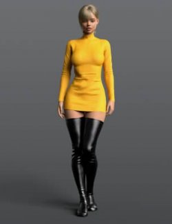 Knitted Dress and High Boots 4v G8F