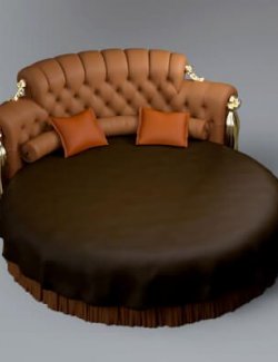 Luxury Round Tufted Bed 3D Model AQ3D