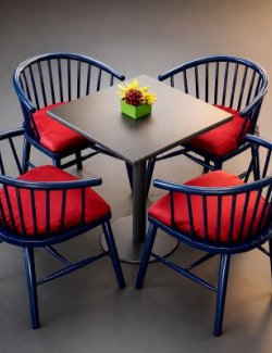 Modern Outdoor Dining Table & 4 Chairs 3D Model AQ3D