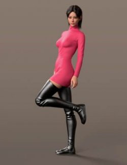 Knitted Dress and High Boots 4v G9