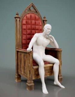 Medieval Wooden Throne Prop and Pose G9