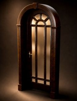 Classic Arched Wooden Glass Door 3D Model AQ3D