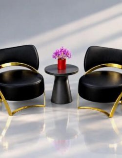 Modern Lounge Chair Set With Side Table 3D Model AQ3D