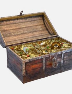 Pirate Chest with Jewelry and Gold Props