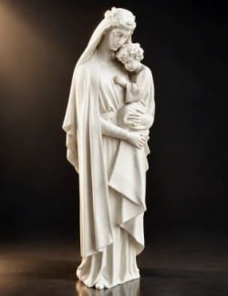 Elegant Mother and Child Sculpture Statue AQ3D