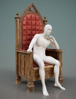 Medieval Wooden Throne Prop and Poses G8 G9