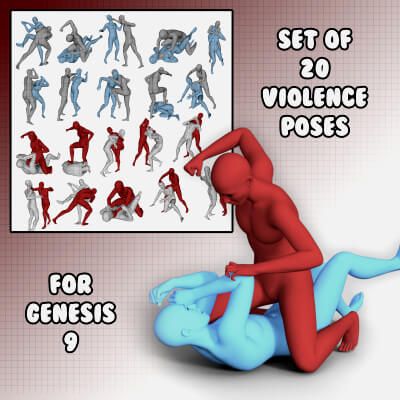 Click here to see preview images for "Set of 20 Violence Poses for Genesis 9" Set of 20 Violence Poses for Genesis 9