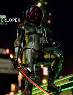 The Grid Interloper- SciFi- Cyberpunk Outfit for Genesis 9