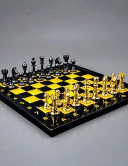Luxury Chess Set 3D Model Classic Gold Chess Board AQ3D