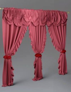 Luxury Draped Window Curtains With Valance AQ3D