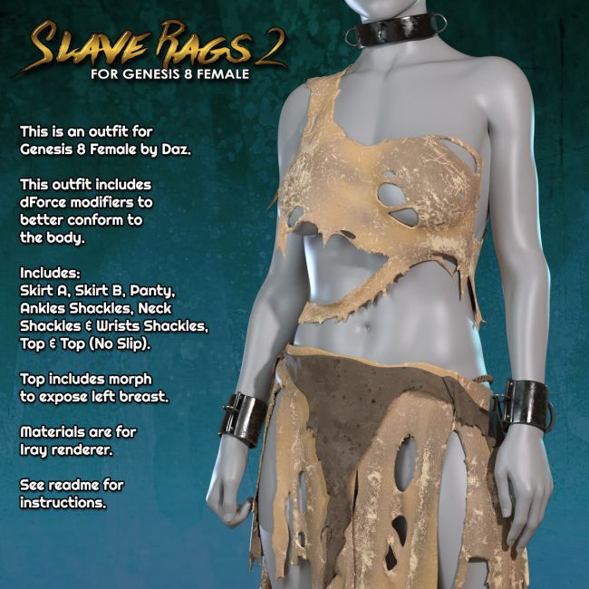 Click here to see preview images for "Exnem dForce Slave Rags 2 for Genesis 8 Female" Exnem dForce Slave Rags 2 for Genesis 8 Female
