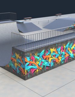 Skatepark - A modular skatepark for DAZ Studio with Clean and Graffiti finishes.
