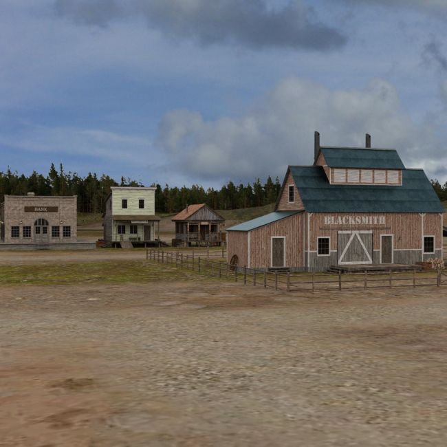 Click here to see preview images for "Western Town Set 1 for DAZ Studio" Western Town Set 1 for DAZ Studio