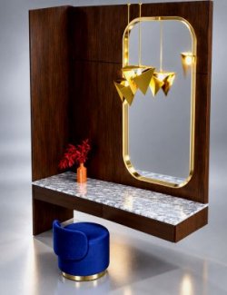 Modern Dressing Table and Stool AQ3D