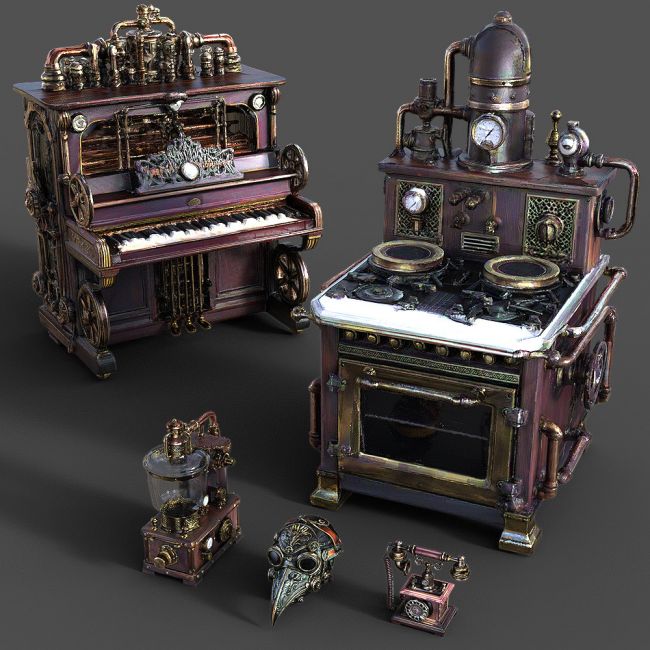 Steampunk Object Collection for Daz Studio | 3d Models for Daz Studio ...
